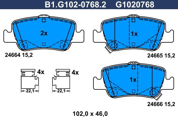 Galfer B1.G102-0768.2 - Brake Pad Set, disc brake autospares.lv