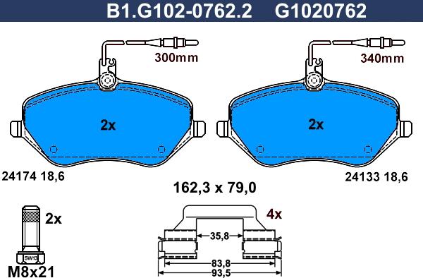 Galfer B1.G102-0762.2 - Brake Pad Set, disc brake autospares.lv