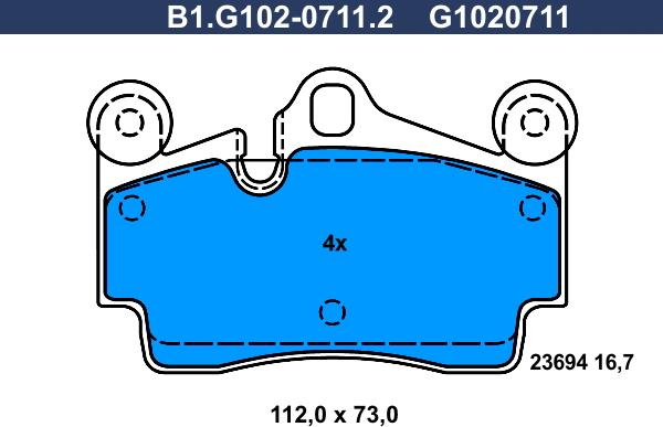 Galfer B1.G102-0711.2 - Brake Pad Set, disc brake autospares.lv