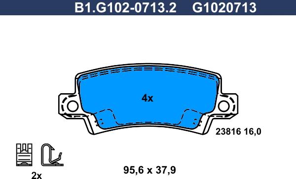 Galfer B1.G102-0713.2 - Brake Pad Set, disc brake autospares.lv
