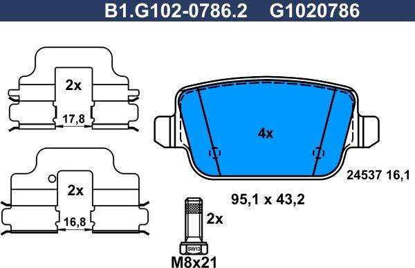 Galfer B1.G102-0786.2 - Brake Pad Set, disc brake autospares.lv