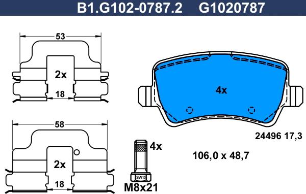 Galfer B1.G102-0787.2 - Brake Pad Set, disc brake autospares.lv