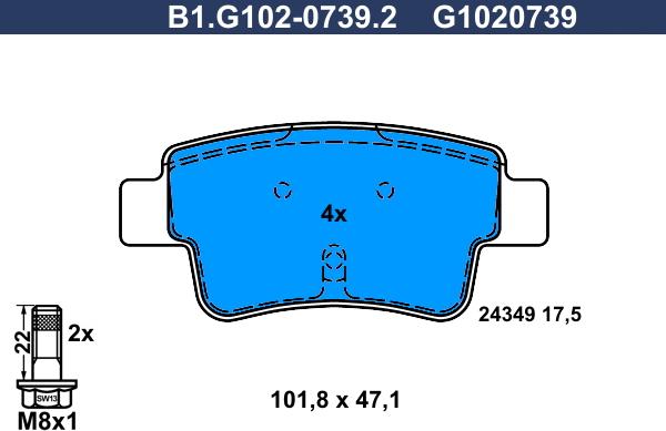 Galfer B1.G102-0739.2 - Brake Pad Set, disc brake autospares.lv