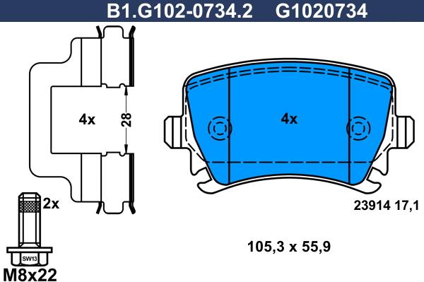 Galfer B1.G102-0734.2 - Brake Pad Set, disc brake autospares.lv