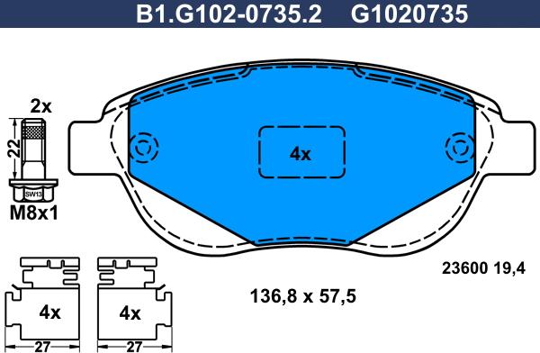 Galfer B1.G102-0735.2 - Brake Pad Set, disc brake autospares.lv