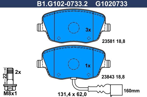 Galfer B1.G102-0733.2 - Brake Pad Set, disc brake autospares.lv
