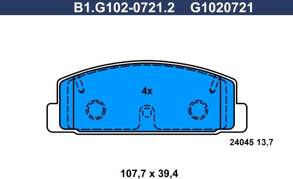 Galfer B1.G102-0721.2 - Brake Pad Set, disc brake autospares.lv