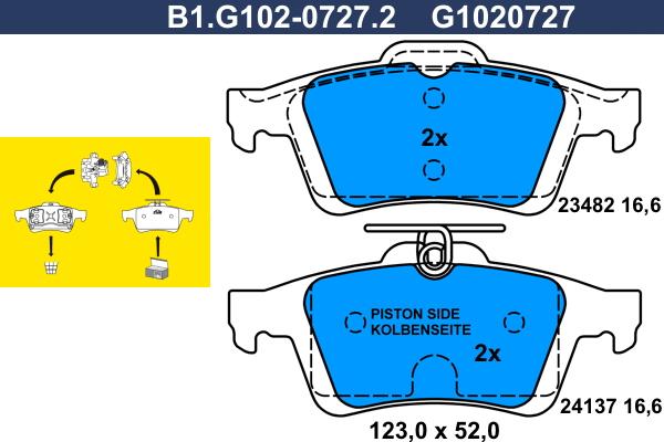 Galfer B1.G102-0727.2 - Brake Pad Set, disc brake autospares.lv