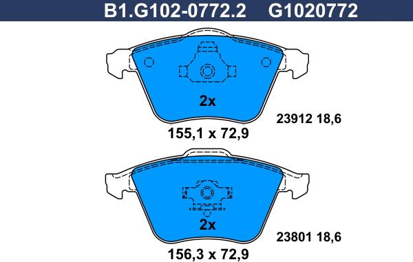 Galfer B1.G102-0772.2 - Brake Pad Set, disc brake autospares.lv