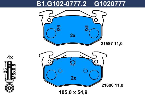 Galfer B1.G102-0777.2 - Brake Pad Set, disc brake autospares.lv