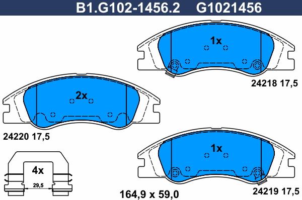 Galfer B1.G102-1456.2 - Brake Pad Set, disc brake autospares.lv