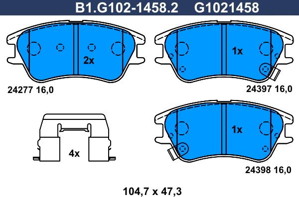 Galfer B1.G102-1458.2 - Brake Pad Set, disc brake autospares.lv