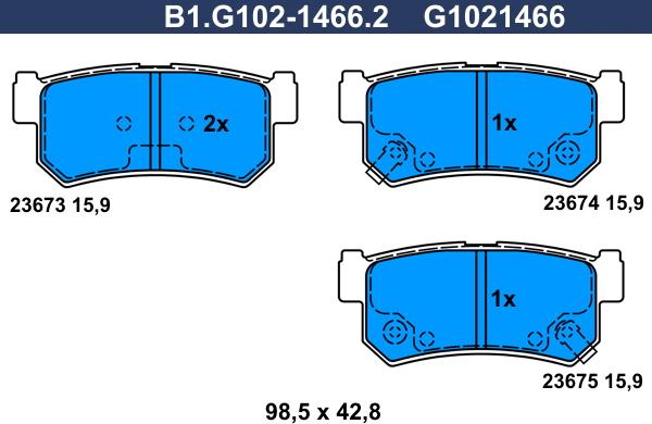 Galfer B1.G102-1466.2 - Brake Pad Set, disc brake autospares.lv