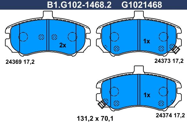 Galfer B1.G102-1468.2 - Brake Pad Set, disc brake autospares.lv