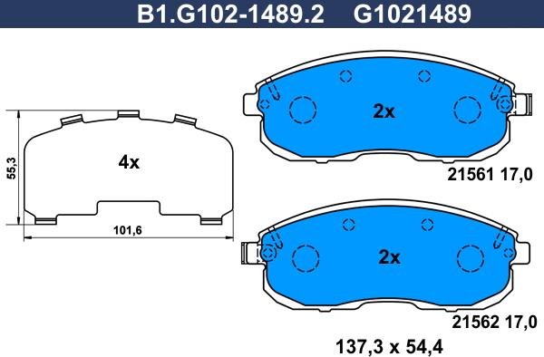 Galfer B1.G102-1489.2 - Brake Pad Set, disc brake autospares.lv