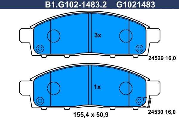 Galfer B1.G102-1483.2 - Brake Pad Set, disc brake autospares.lv