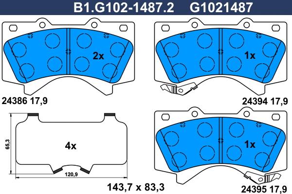 Galfer B1.G102-1487.2 - Brake Pad Set, disc brake autospares.lv