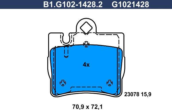 Galfer B1.G102-1428.2 - Brake Pad Set, disc brake autospares.lv