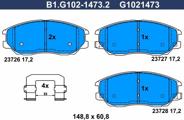 Galfer B1.G102-1473.2 - Brake Pad Set, disc brake autospares.lv