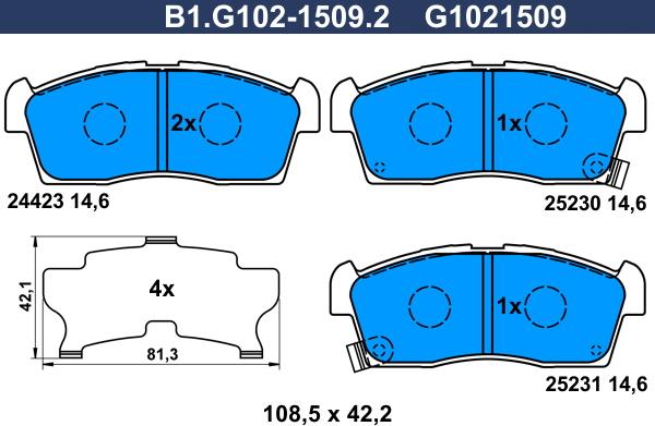 Galfer B1.G102-1509.2 - Brake Pad Set, disc brake autospares.lv