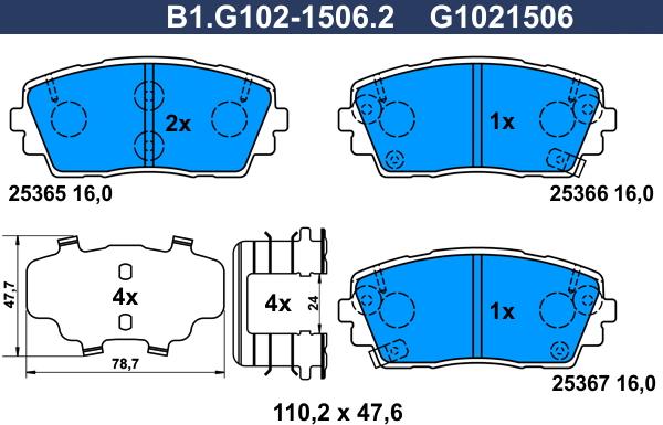 Galfer B1.G102-1506.2 - Brake Pad Set, disc brake autospares.lv