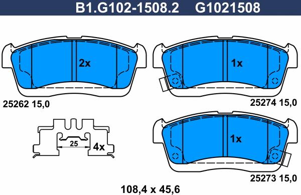 Galfer B1.G102-1508.2 - Brake Pad Set, disc brake autospares.lv