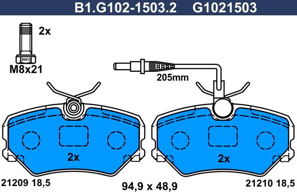 Galfer B1.G102-1503.2 - Brake Pad Set, disc brake autospares.lv