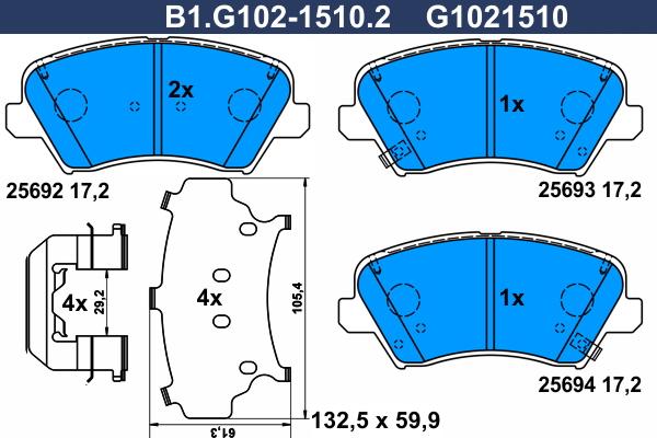 Galfer B1.G102-1510.2 - Brake Pad Set, disc brake autospares.lv