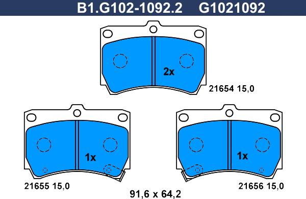 Galfer B1.G102-1092.2 - Brake Pad Set, disc brake autospares.lv