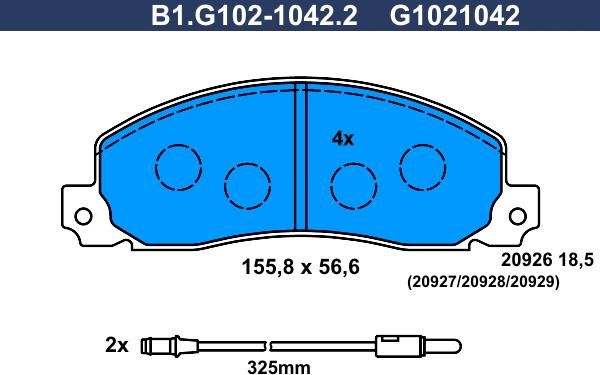 Galfer B1.G102-1042.2 - Brake Pad Set, disc brake autospares.lv