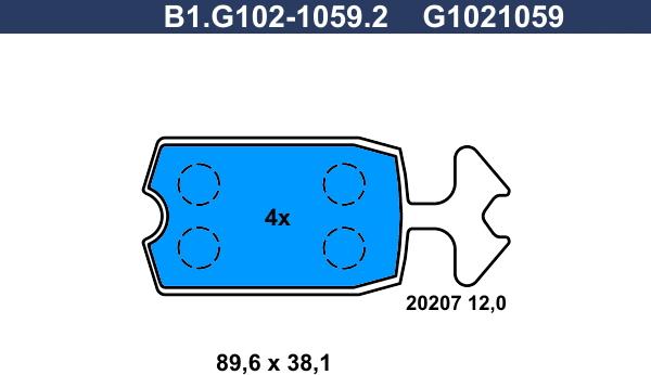 Galfer B1.G102-1059.2 - Brake Pad Set, disc brake autospares.lv