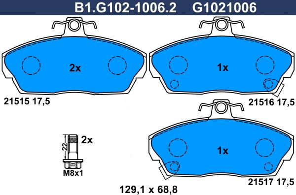 Galfer B1.G102-1006.2 - Brake Pad Set, disc brake autospares.lv