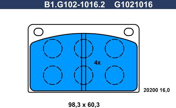 Galfer B1.G102-1016.2 - Brake Pad Set, disc brake autospares.lv