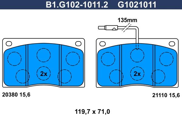 Galfer B1.G102-1011.2 - Brake Pad Set, disc brake autospares.lv