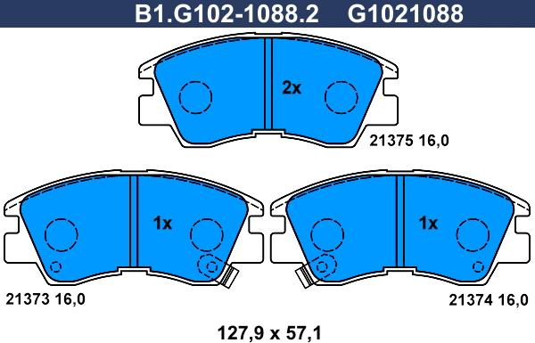 Galfer B1.G102-1088.2 - Brake Pad Set, disc brake autospares.lv