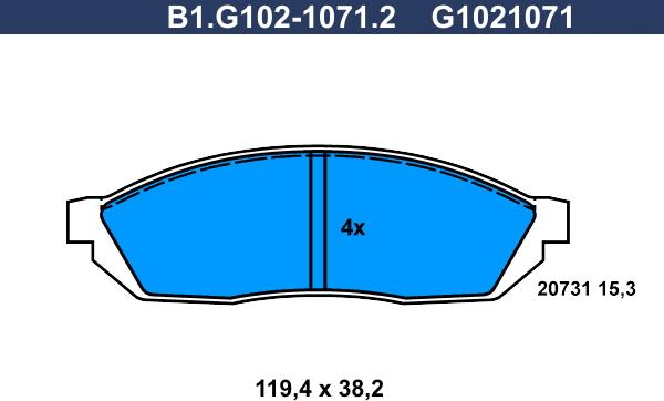 Galfer B1.G102-1071.2 - Brake Pad Set, disc brake autospares.lv