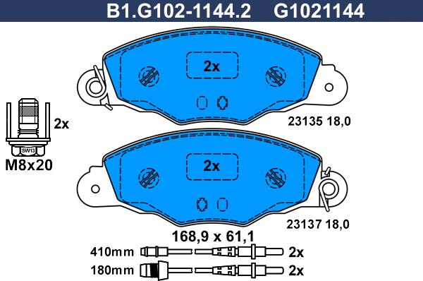 Galfer B1.G102-1144.2 - Brake Pad Set, disc brake autospares.lv