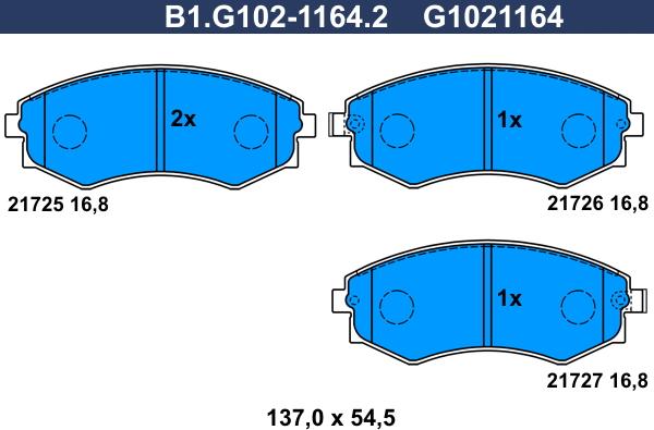 Galfer B1.G102-1164.2 - Brake Pad Set, disc brake autospares.lv