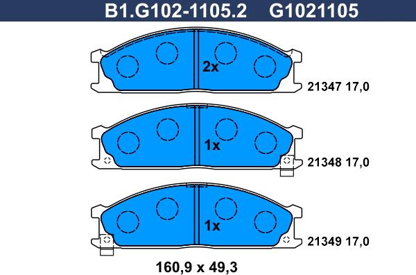 Galfer B1.G102-1105.2 - Brake Pad Set, disc brake autospares.lv