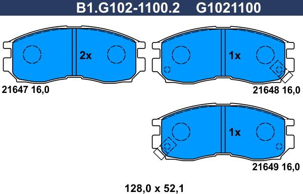 Galfer B1.G102-1100.2 - Brake Pad Set, disc brake autospares.lv