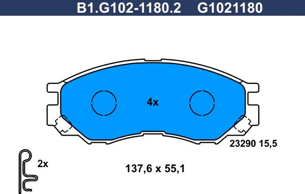 Galfer B1.G102-1180.2 - Brake Pad Set, disc brake autospares.lv