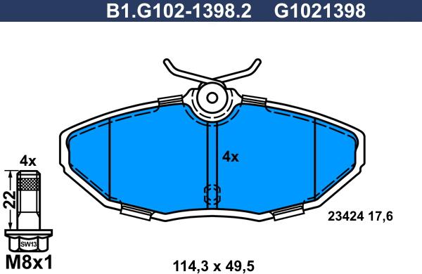 Galfer B1.G102-1398.2 - Brake Pad Set, disc brake autospares.lv