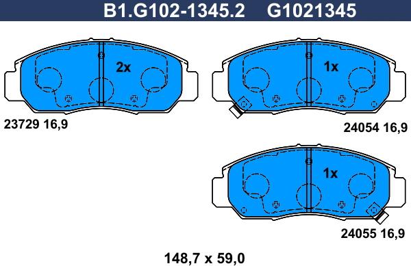 Galfer B1.G102-1345.2 - Brake Pad Set, disc brake autospares.lv