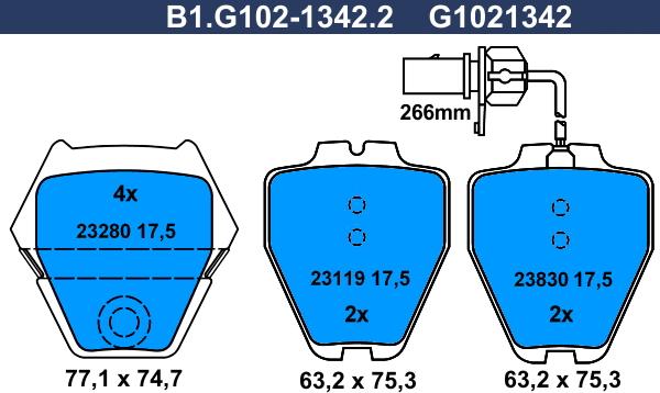 Galfer B1.G102-1342.2 - Brake Pad Set, disc brake autospares.lv