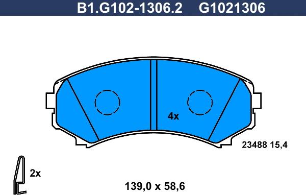 Galfer B1.G102-1306.2 - Brake Pad Set, disc brake autospares.lv