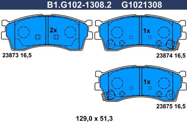 Galfer B1.G102-1308.2 - Brake Pad Set, disc brake autospares.lv