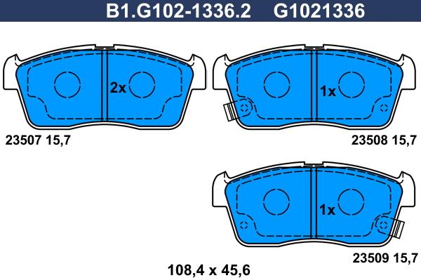 Galfer B1.G102-1336.2 - Brake Pad Set, disc brake autospares.lv