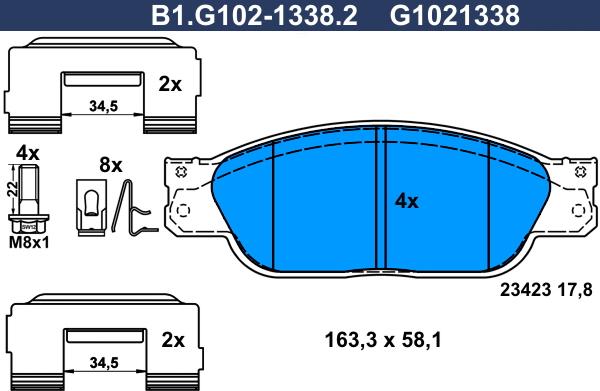 Galfer B1.G102-1338.2 - Brake Pad Set, disc brake autospares.lv