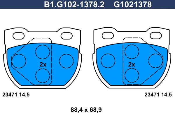 Galfer B1.G102-1378.2 - Brake Pad Set, disc brake autospares.lv