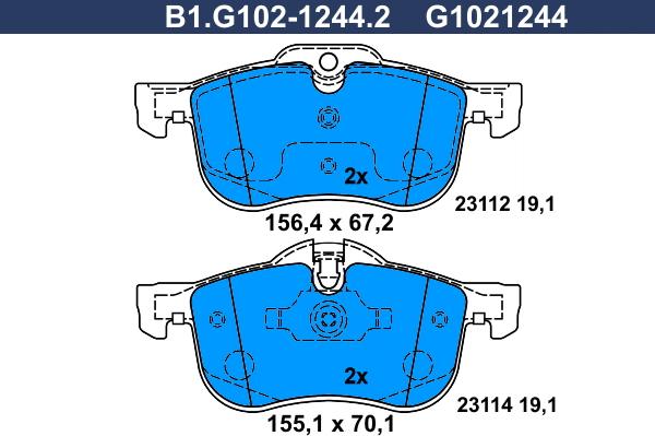 Galfer B1.G102-1244.2 - Brake Pad Set, disc brake autospares.lv